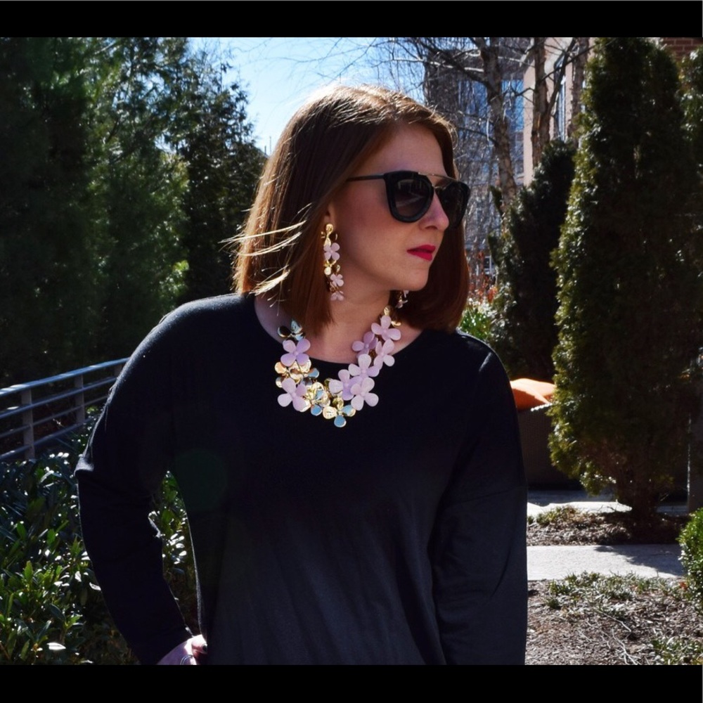 Blush and Gold Baublebar Floral Necklace